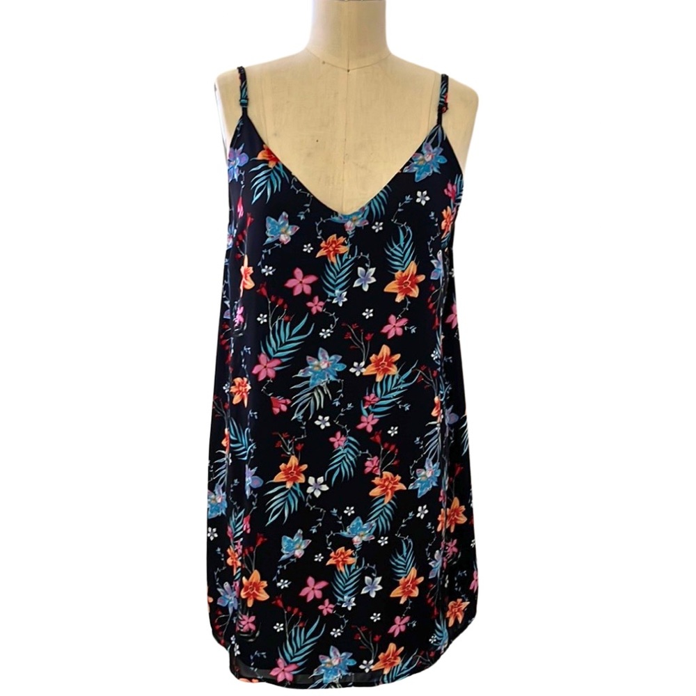 Summer Spaghetti Straps Tropical Print Mini Dress